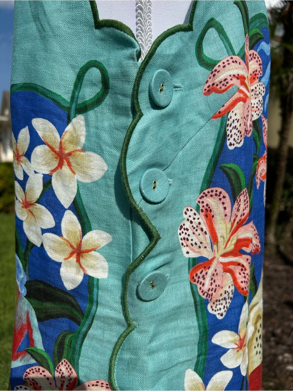 NWT🌷FARM Rio Garden of Life Scarf Square Neck Sleeveless Scallop Hem Mini Dress - Picture 14 of 15